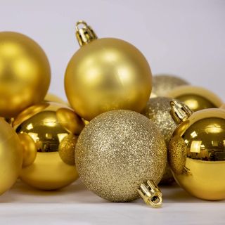 Bolas de Navidad Multicolor, Amarillo 20 Unidadeas de 4CM, para Decoración de Árbol de Navidad, para Vacaciones, Bodas, Fiestas, Decoración de Regalos, Varios tamaños (20 pcs, Amarillo)       