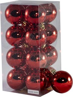 Bolas de Navidad Multicolor, 16 Unidades de 5cm, Navidad Bolas para el árbol de Navidad, para Vacaciones, Bodas, Fiestas, Decoración de Regalos, Varios tamaños (16pcs - 5cm, Rojo)       