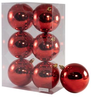 Bolas de Navidad Multicolor, 6 Unidades de 8 cm, Navidad Bolas para el árbol de Navidad, para Vacaciones, Bodas, Fiestas, Decoración de Regalos, Dorado, Varios tamaños (6pcs - 8cm, Rojo)       