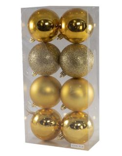 Bolas de Navidad Multicolor, Amarillo 7cm, para Decoración de Árbol de Navidad, para Vacaciones, Bodas, Fiestas, Decoración de Regalos, Dorado, Varios tamaños (8 pcs - 7cm, Amarillo)       